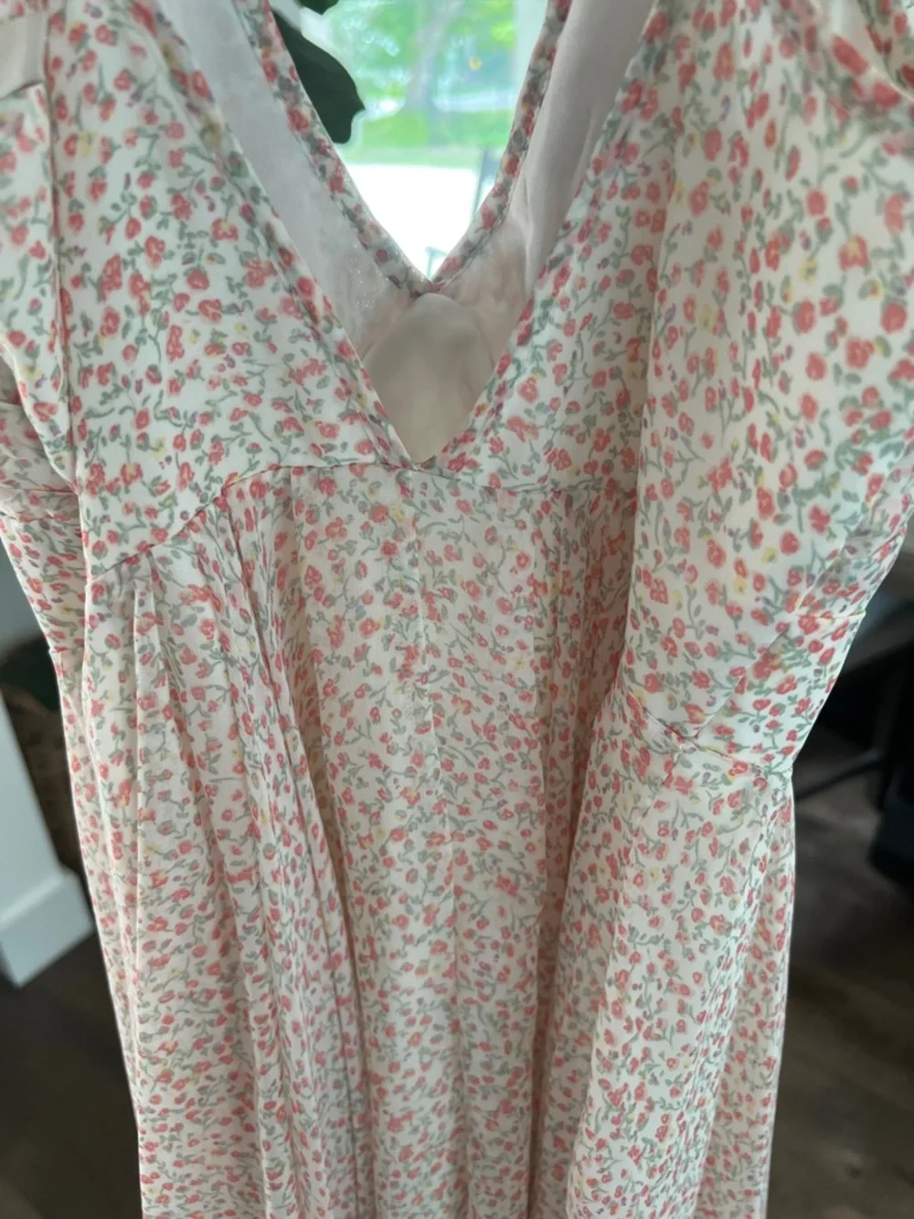 Guess Floral Mini Dress in Cream and Pink - Picture 3 of 6